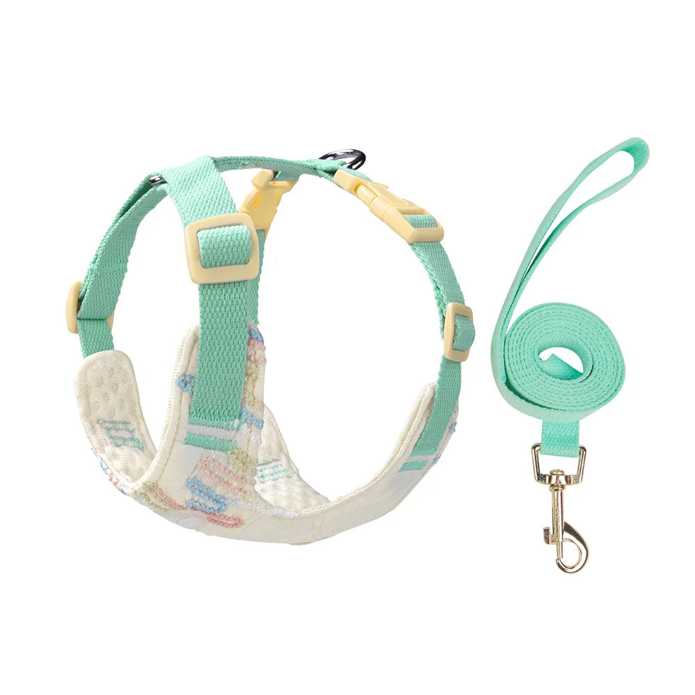 Dog Cat Harness and Leash Set with Backpack, 3-In-1 Outdoor Walking Adventure Carrier, Adjustable Reflective Vest for Small Medi