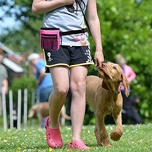 4-In-1 Dog Training Set, Puppy Training Treats- Dog Treat Training Pouch, Dog Whistle, Dog Doorbells, Dog Clicker, Ideal Gift for First Time Pet Owners, Training Dog Owners (Pink)