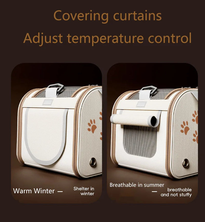 Foldable Portable Pet Carrier Bag for Small Dogs and Cats - Breathable Outdoor Shoulder Bag, Pet Supplies