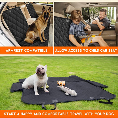 Dog Car Seat Cover, Back Seat Cover for Dogs Pet Car Seat Protector | Waterproof Rear Seat Cover Durable Car Seat Cover, Fits Middle Armrest for Most Cars Suvs Trucks (53” Width)- Black