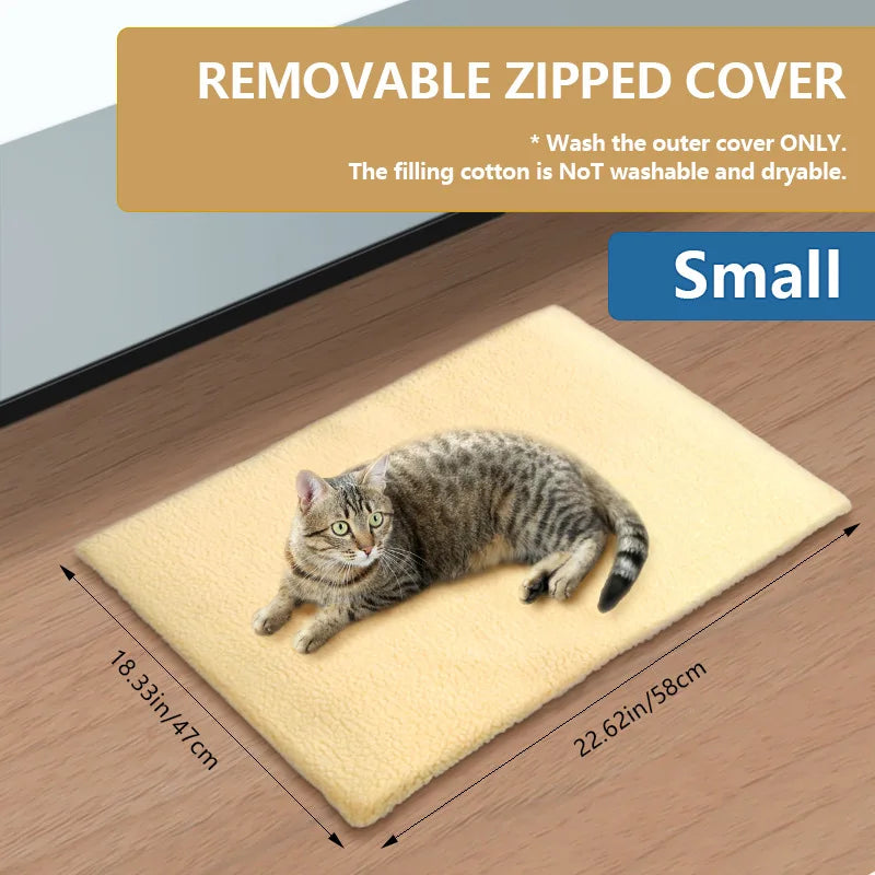 Automatic Heat Pet Mat Self-Warming Dog Cat Bed Pad Removable Machine Washable Cover Cozy Warming Cushion All Seasons Cloth