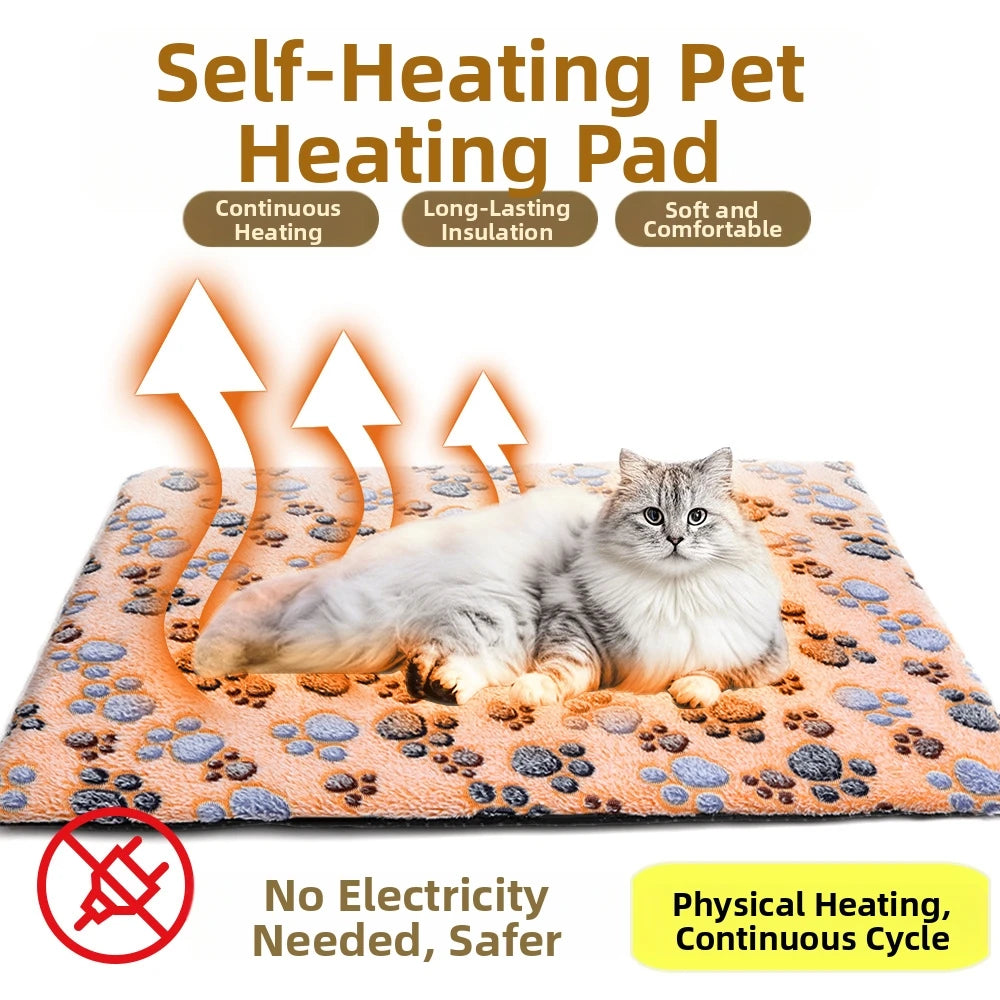 Automatic Heat Pet Mat Self-Warming Dog Cat Bed Pad Removable Machine Washable Cover Cozy Warming Cushion All Seasons Cloth