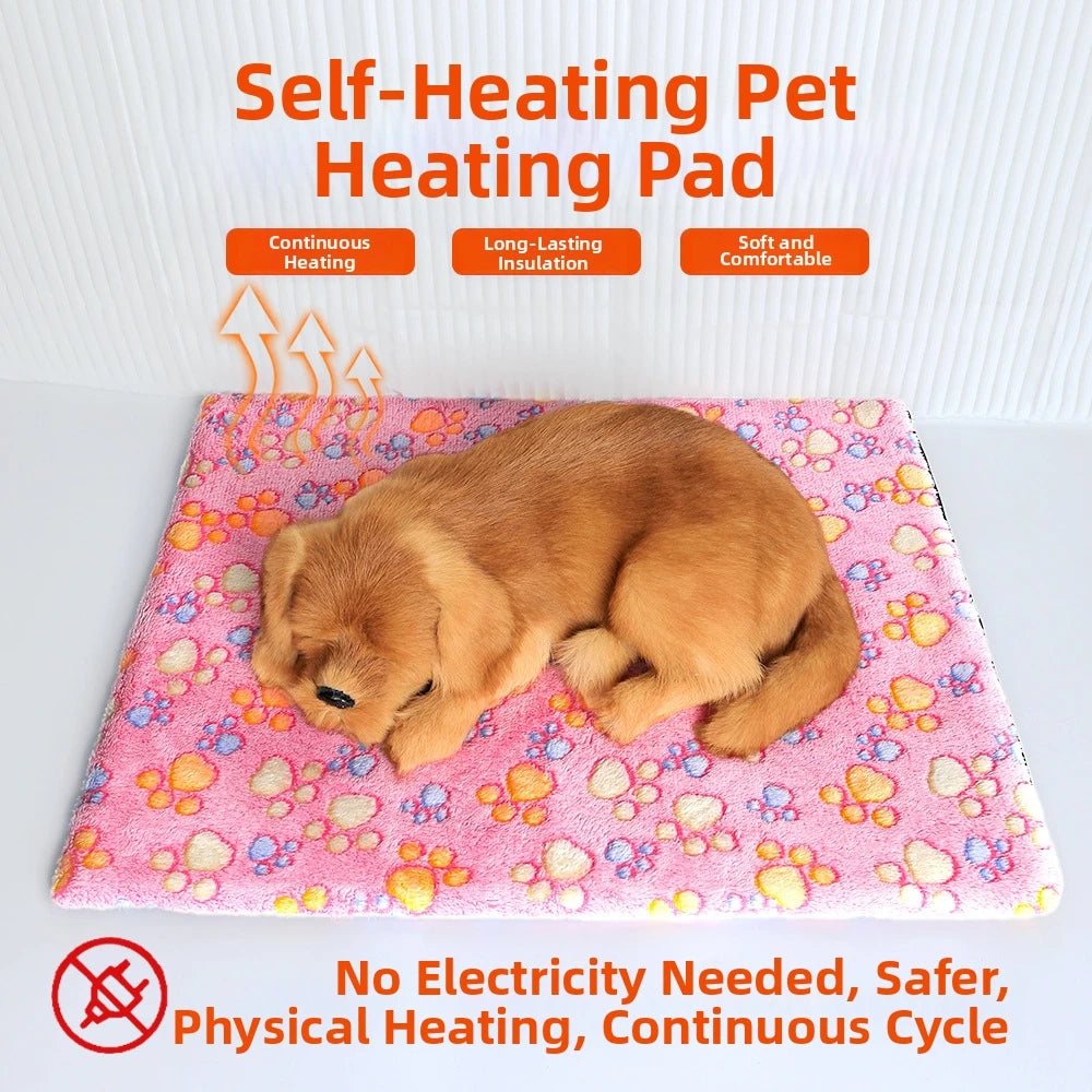 Automatic Heat Pet Mat Self-Warming Dog Cat Bed Pad Removable Machine Washable Cover Cozy Warming Cushion All Seasons Cloth