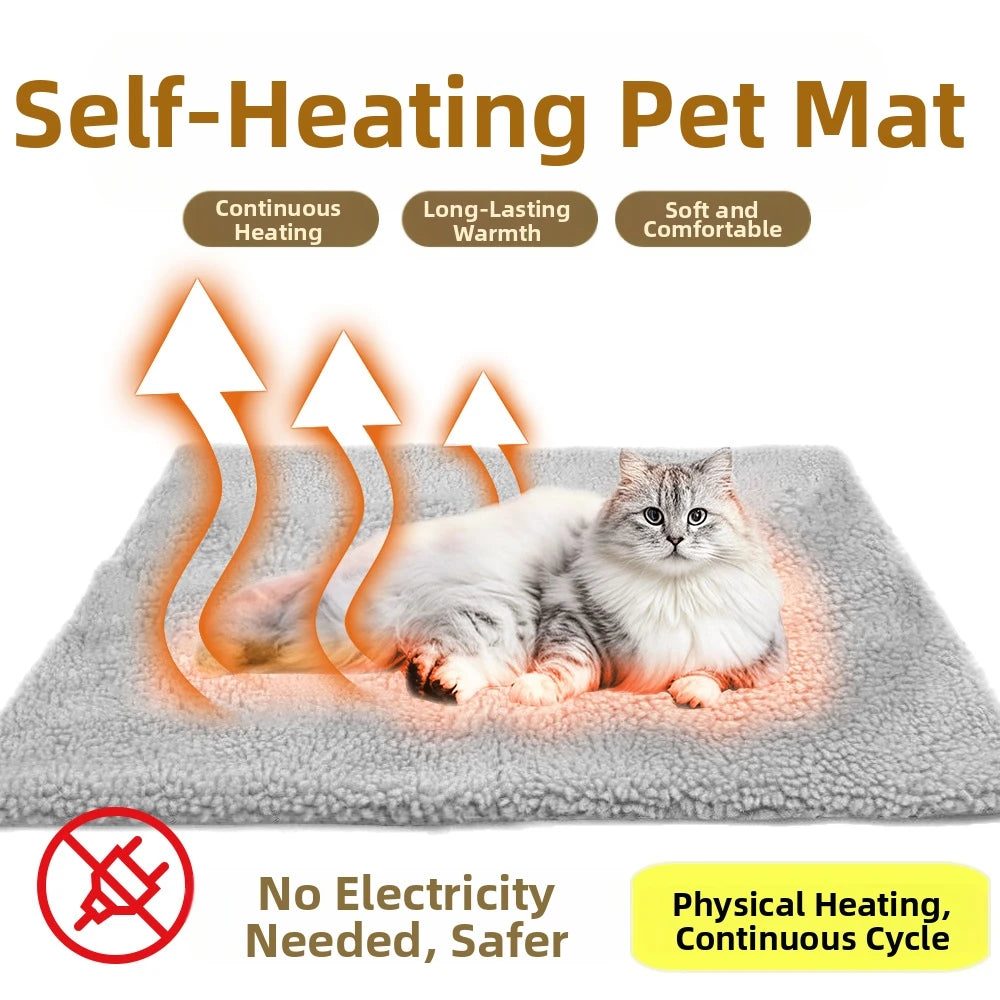 Automatic Heat Pet Mat Self-Warming Dog Cat Bed Pad Removable Machine Washable Cover Cozy Warming Cushion All Seasons Cloth
