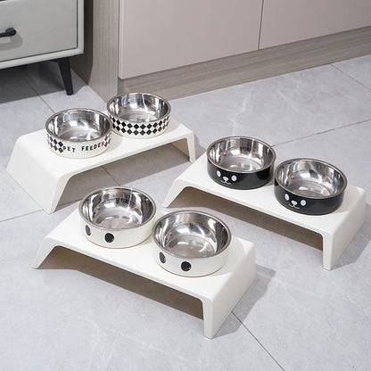 Elevated Pet Dog Feeder Bowls Raised Stand with Double Stainless Steel Food Water Bowls for Small Medium Large Dogs Cats