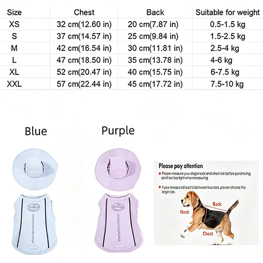 Pet Dog Summer Cooling Vest with Cap Breathable Mesh Sun Protective Shirt for Dogs&Cats，Lightweight Outdoor Pet Clothes Set
