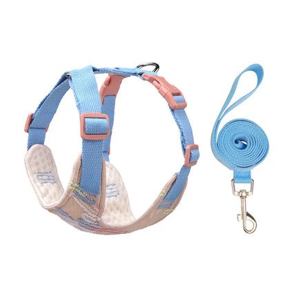 Dog Cat Harness and Leash Set with Backpack, 3-In-1 Outdoor Walking Adventure Carrier, Adjustable Reflective Vest for Small Medi