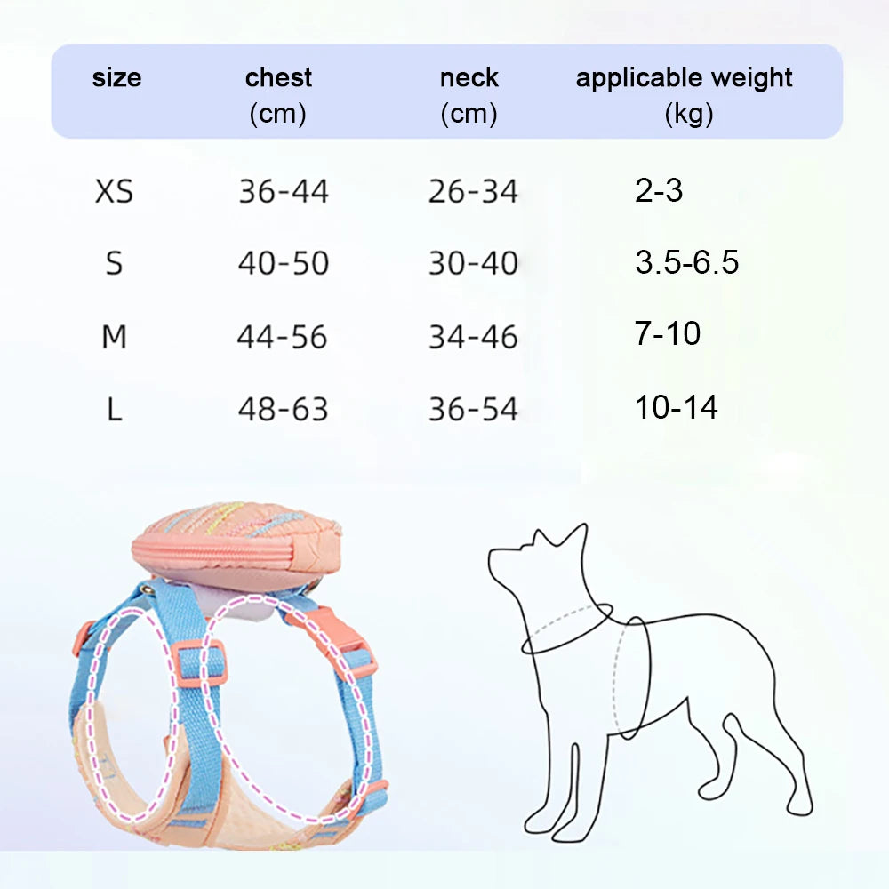 Dog Cat Harness and Leash Set with Backpack, 3-In-1 Outdoor Walking Adventure Carrier, Adjustable Reflective Vest for Small Medi
