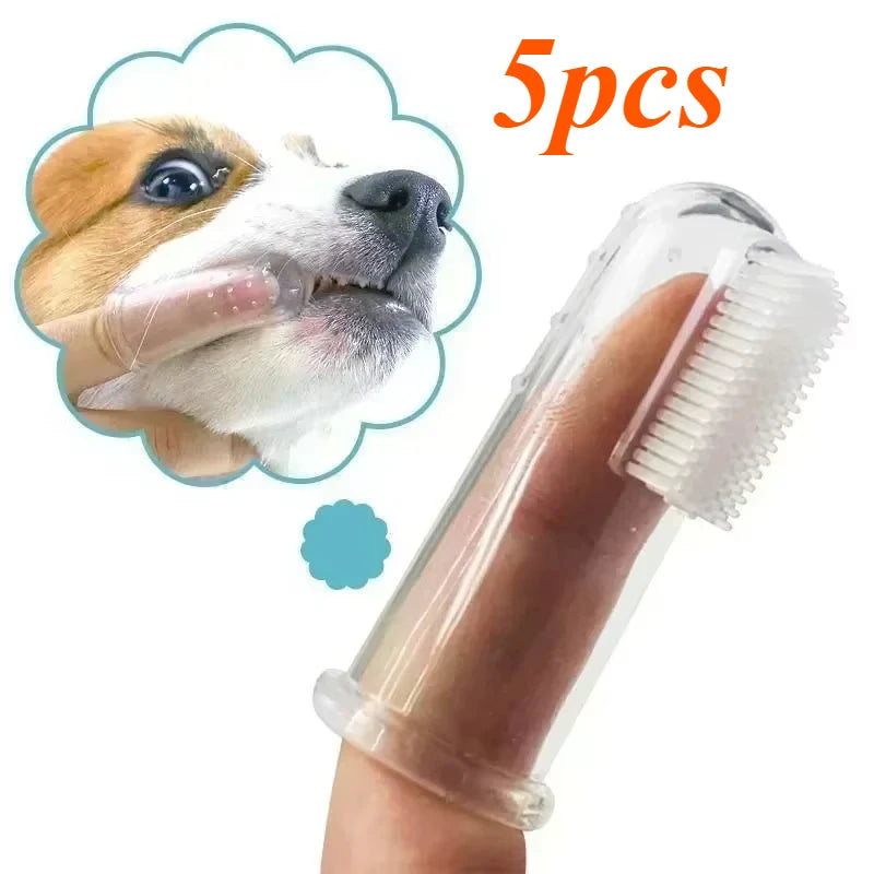 5Pcs Super Soft Pet Finger Toothbrush Dog Brush Bad Breath Tartar Teeth Care Tool Dog Pet Supplies Cepillo Para Perro