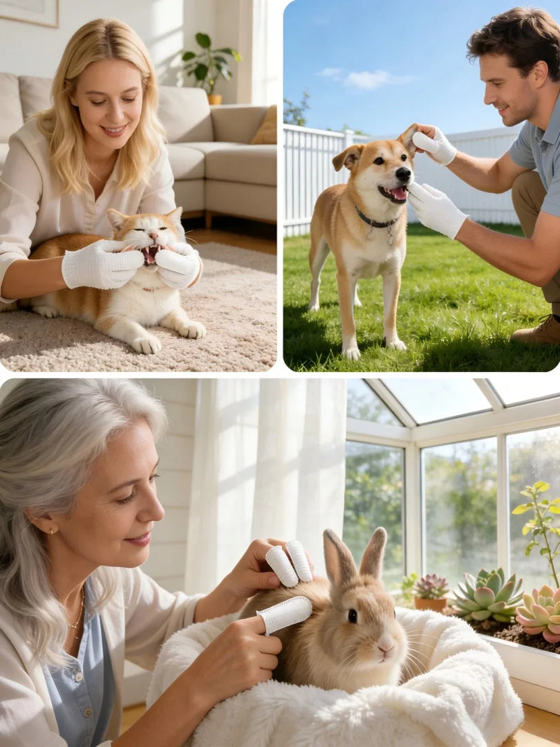Pet Disposable Finger Wipes 50Pcs, Safe Gentle Wipes for Dogs Cats, Removes Tartar, Cleans Ears & Freshens Breath Easily