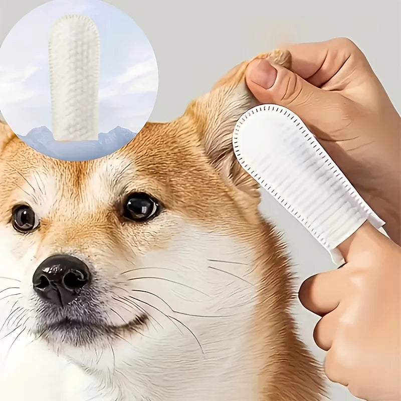 Pet Disposable Finger Wipes 50Pcs, Safe Gentle Wipes for Dogs Cats, Removes Tartar, Cleans Ears & Freshens Breath Easily