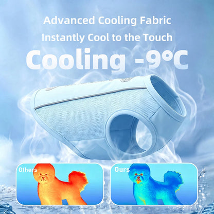 Pet Dog Summer Cooling Vest with Cap Breathable Mesh Sun Protective Shirt for Dogs&Cats，Lightweight Outdoor Pet Clothes Set