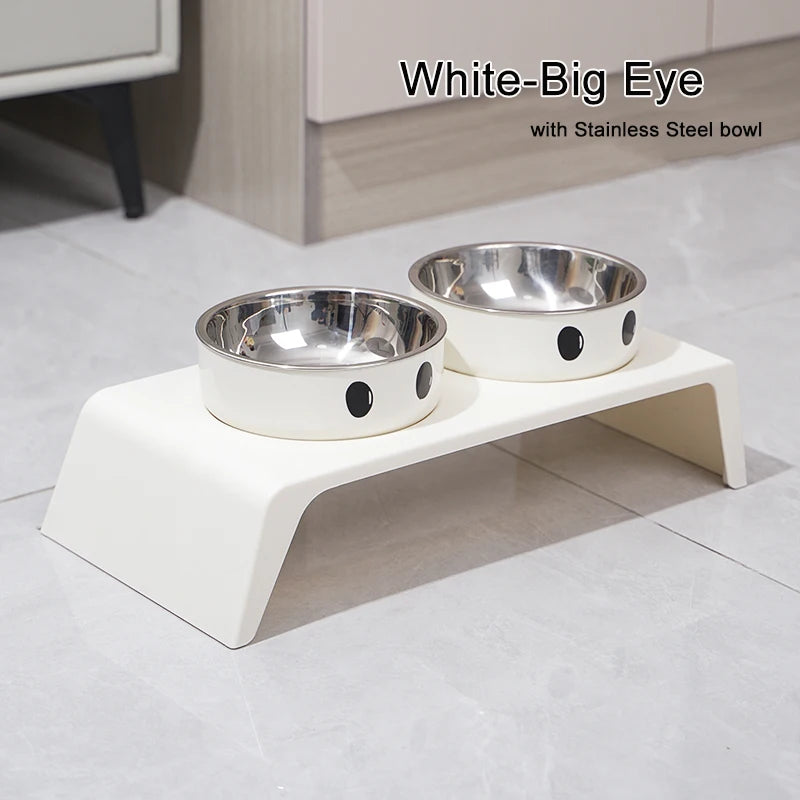 Elevated Pet Dog Feeder Bowls Raised Stand with Double Stainless Steel Food Water Bowls for Small Medium Large Dogs Cats