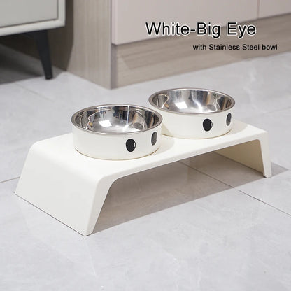Elevated Pet Dog Feeder Bowls Raised Stand with Double Stainless Steel Food Water Bowls for Small Medium Large Dogs Cats